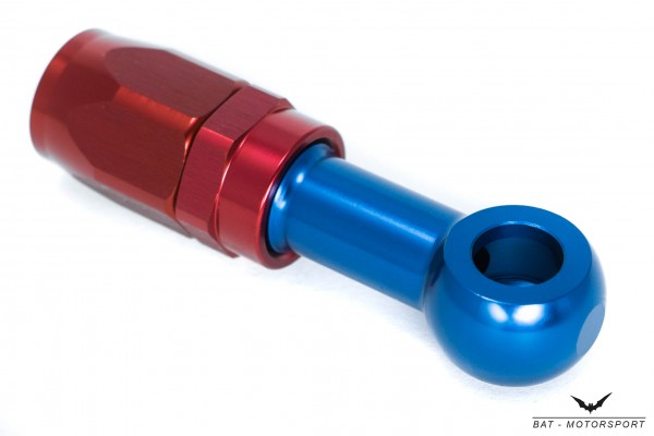 Dash 6 / -6 AN / JIC 6 M10 (10.3mm) Eye Banjo NBR Hose Fitting Red/Blue Anodized